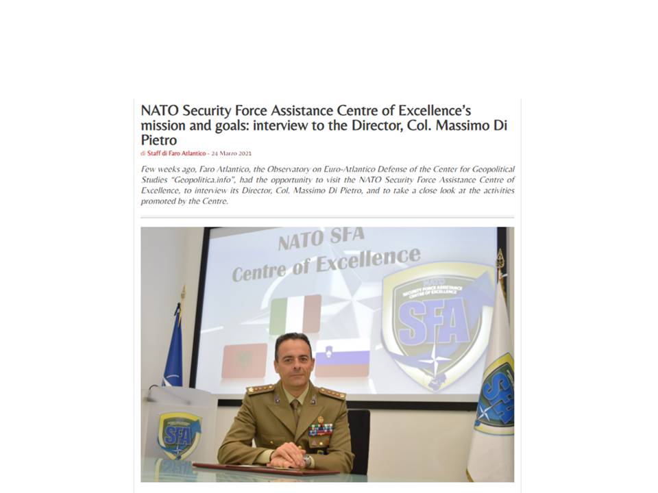 NATO SFA COE Director, Col. Massimo Di Pietro interviewed by FARO ATLANTICO