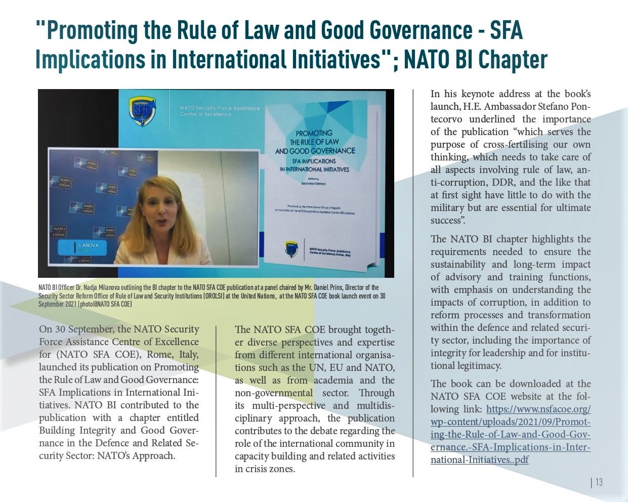 NATO SFA COE on NATO BI NEWSLETTER #12